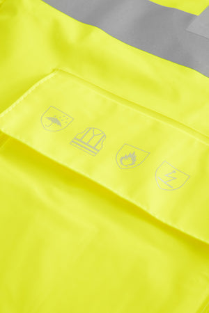Brandhæmmende Hi-Vis regnjakke i PU kvalitet med RWS-reflekser - Saturn Gul