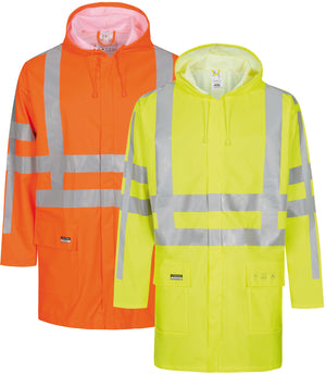 Brandhæmmende Hi-Vis regnjakke i PU kvalitet med RWS-reflekser - Saturn Gul