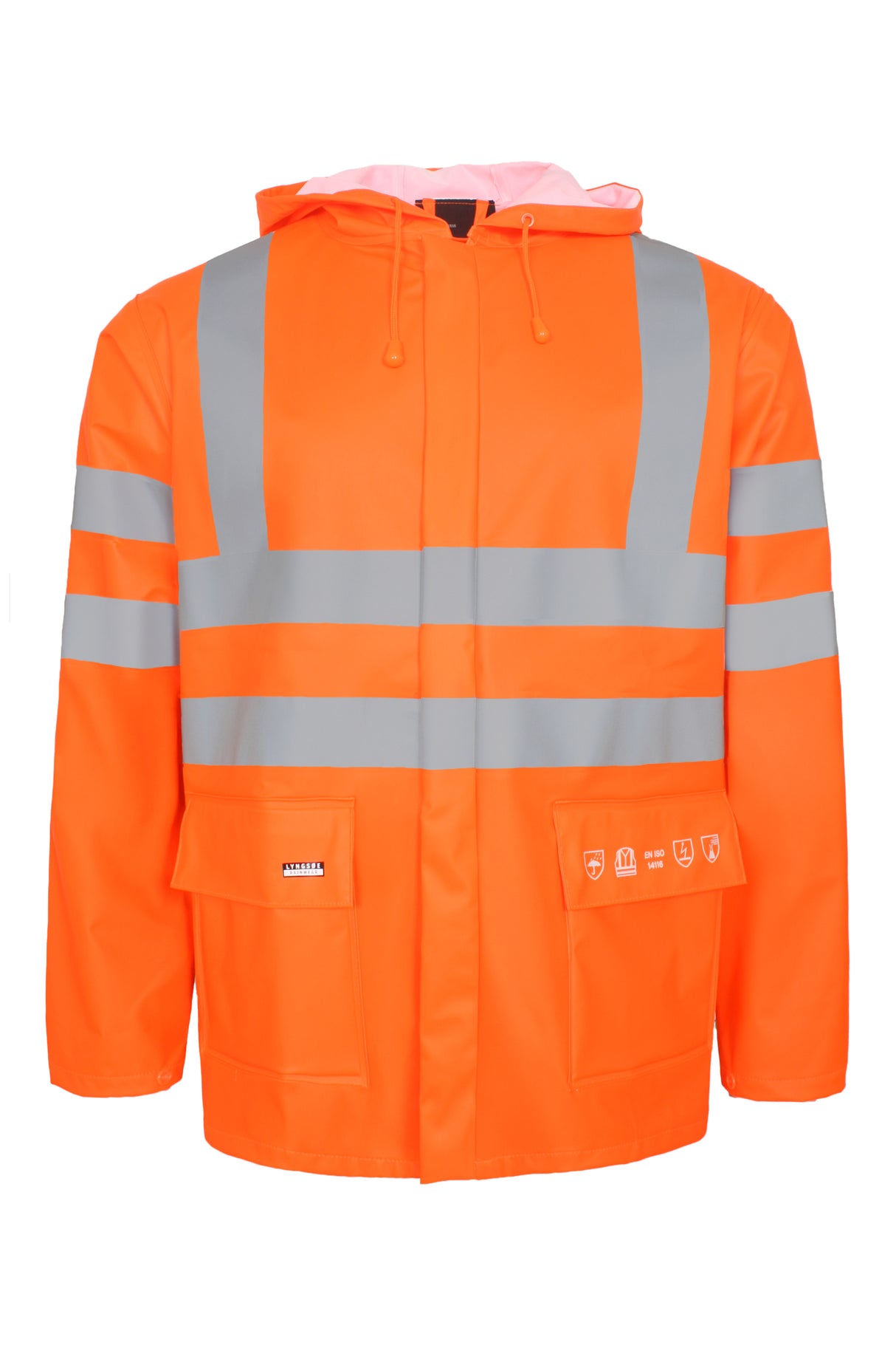 Brandhæmmende Hi-Vis regnjakke i PU kvalitet til kvinder - Hi-Vis Orange