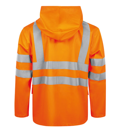 Brandhæmmende Hi-Vis regnjakke i PU kvalitet til kvinder - Hi-Vis Orange