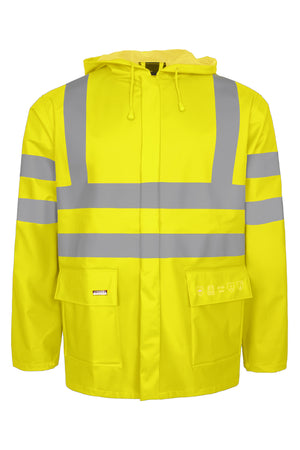 Brandhæmmende Hi-Vis regnjakke i PU kvalitet til kvinder - Saturn Gul