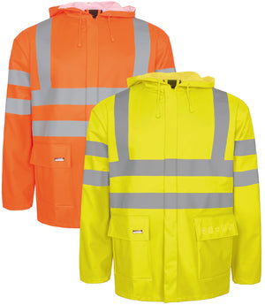 Brandhæmmende Hi-Vis regnjakke i PU kvalitet til kvinder - Saturn Gul