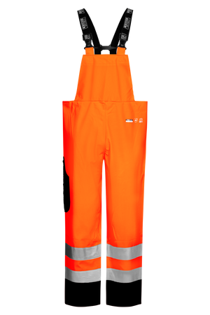 Brandhæmmende Hi-Vis regnoveralls i kraftig PU kvalitet - Hi-Vis Orange / Navy