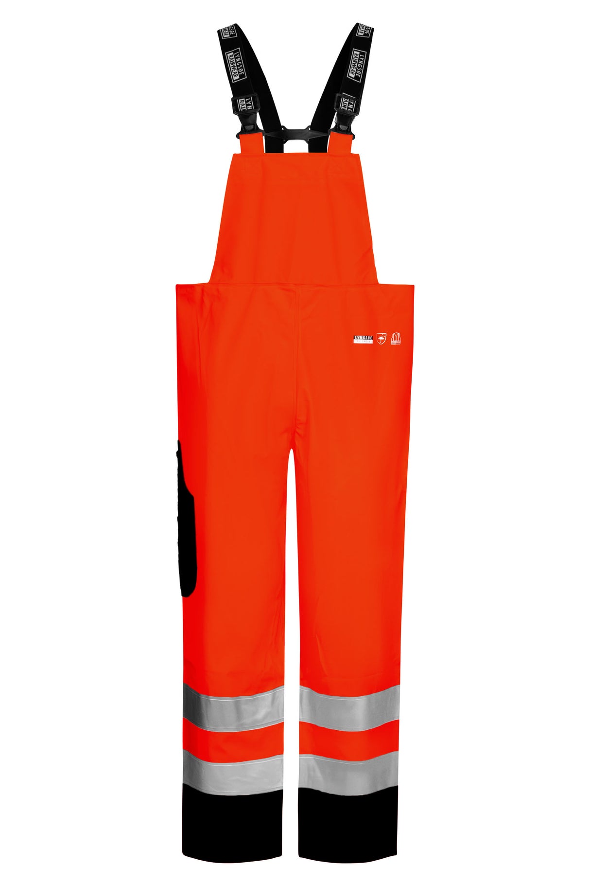 Brandhæmmende Hi-Vis regnoveralls i kraftig PU kvalitet - Hi-Vis Rød / Navy