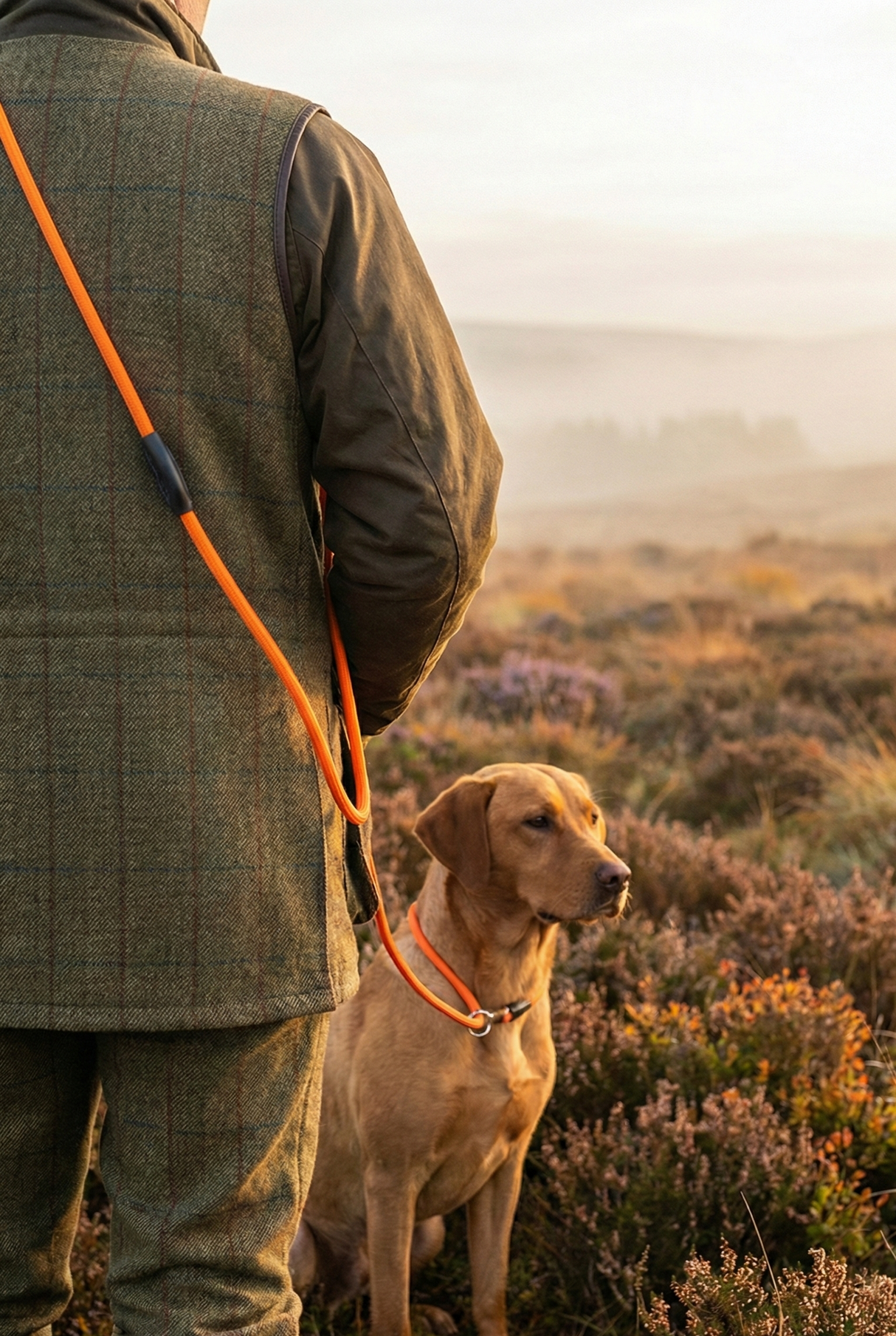 Hundesnor/retriverline med skulderloop - Orange - 10mm x 180cm