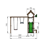 Legetårn Jungle Gym Totem w/2-Swing Module 200 og blå rutschebane
