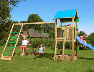 Legetårn Jungle Gym Castle 2.1 m/2-Climb Module 220 og blå rutschebane