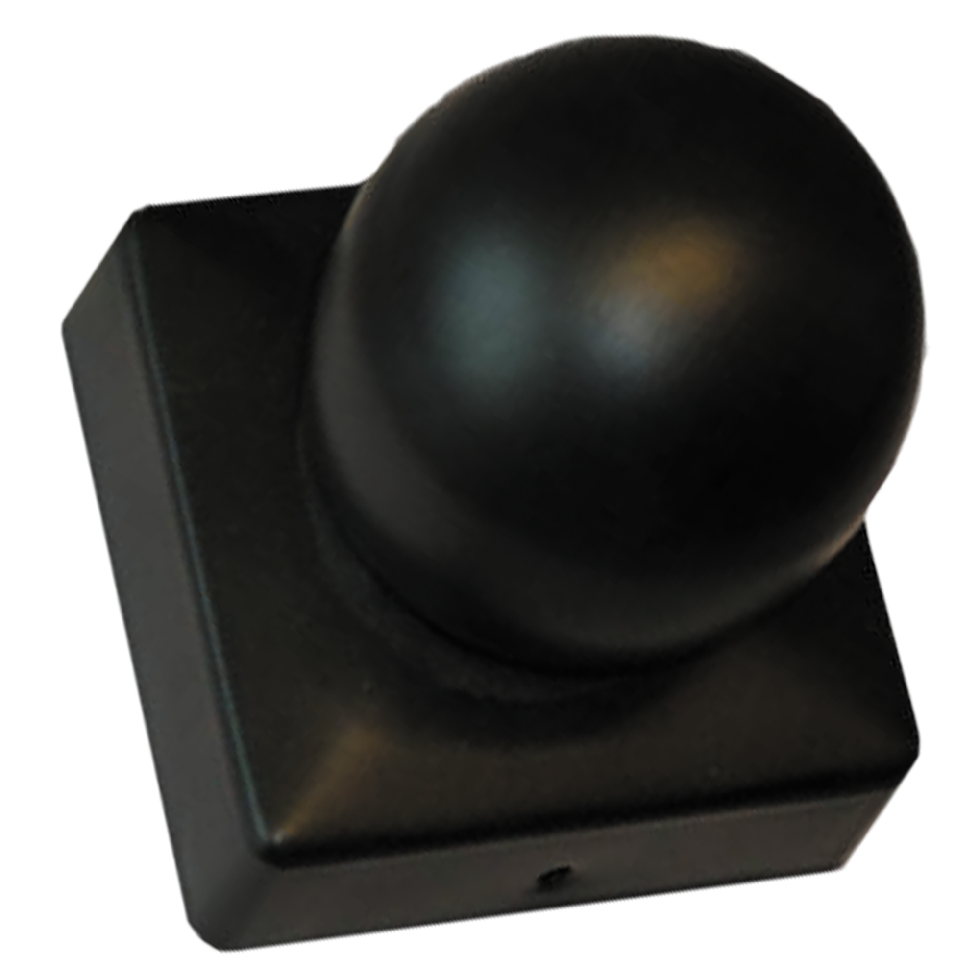 Stolpehat sort - 91 x 91 mm, med kugle