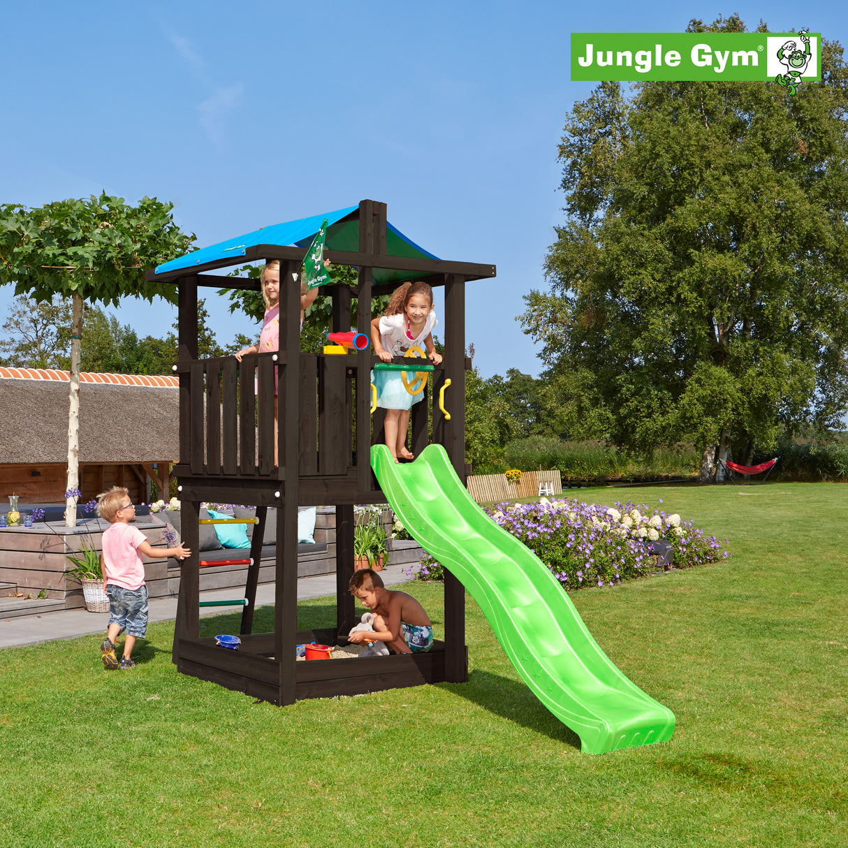 Legetårn Jungle Gym Hut, grundmalet sort, ekskl. rutschebane