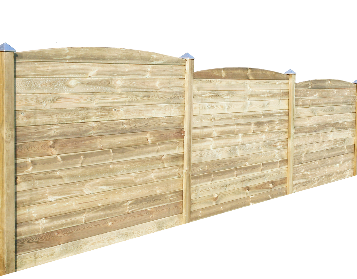Profil plankehegn 178,5 cm 5 fag med topprofil buet afslutning og 6 mellem stolper