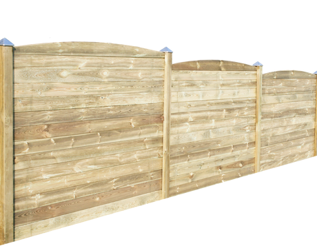 Profil plankehegn 178,5 cm 5 fag med topprofil buet afslutning og 6 mellem stolper