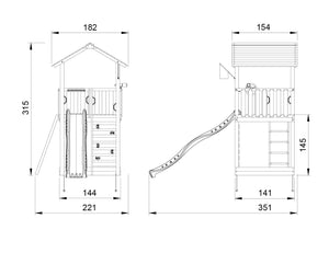 Legetårn Jungle Gym Sierra 2.1 m/grøn rutschebane