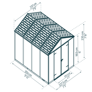 Skur Rubicon 7,2 m2. mørkegrå Palram - Canopia