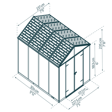 Skur Rubicon 7,2 m2. mørkegrå Palram - Canopia