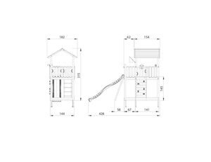 Legetårn Jungle Gym Chalet 2.1 m/grøn rutschebane