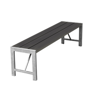 Bænk H-model 180 cm. nonwood antracit og galv. stel