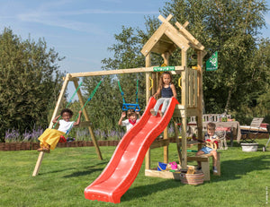 Legetårn Jungle Gym Totem m/2-Swing Module 200 og rød rutschebane