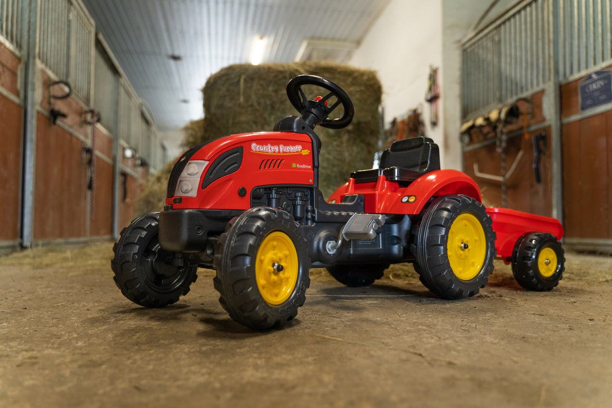 Country farmer traktor med trailer rød