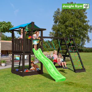 Legetårn Jungle Gym Hut, grundmalet sort, m/2-Climb Module 220 ekskl. rutschebane