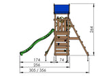 Legetårn Jungle Gym Patio m/2-Climb Module 200 og grøn rutsjebane