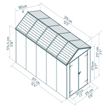 Skur Rubicon 7,0 m2. mørkegrå Palram - Canopia