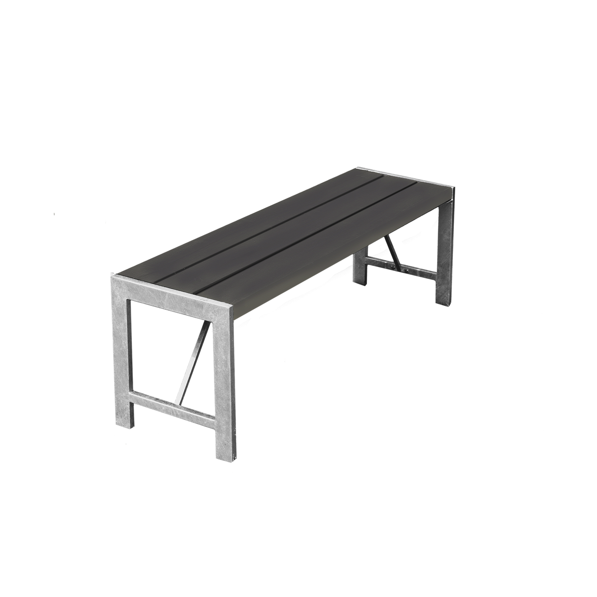 Bænk H-model 123 cm. nonwood antracit og galv. stel