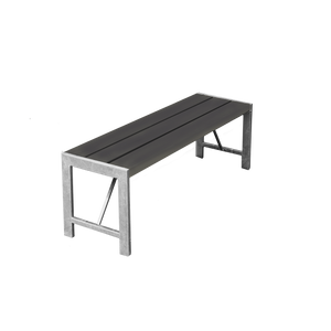 Bænk H-model 123 cm. nonwood antracit og galv. stel