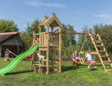 Legetårn Jungle Gym Teepee m/2-Climb Module 200 og grøn rutschebane