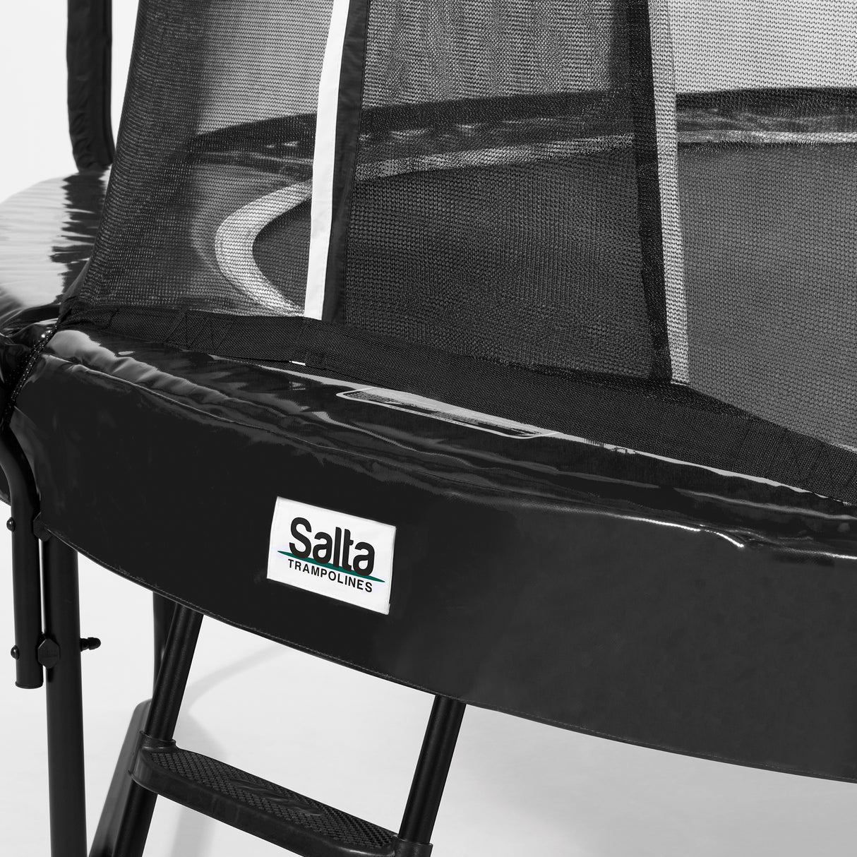 Trampolin First Class Ø427 cm, sort inkl. sikkerhedsnet og stige Salta