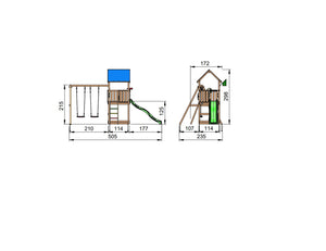 Legetårn Jungle Gym Castle 2.1 m/2-Swing Module 220 ekskl. rutschebane