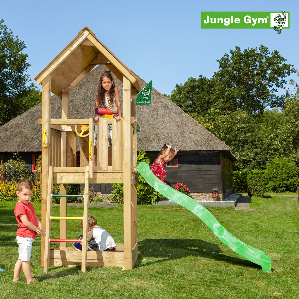Legetårn Jungle Gym Club 2.1 m/grøn rutschebane