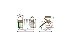 Legetårn Jungle Gym House 2.1 m/2-Climb Module 220 ekskl. rutschebane