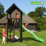 Legetårn Jungle Gym Club, grundmalet sort, m/grøn rutschebane