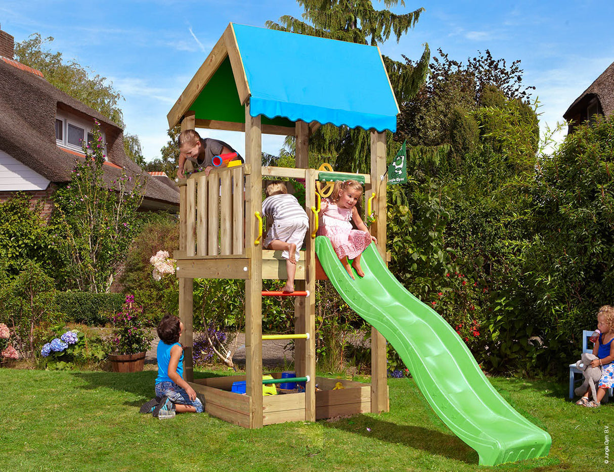 Legetårn Jungle Gym Home 2.1 m/grøn rutschebane