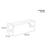 Bænk H-model 123 cm. nonwood antracit og galv. stel
