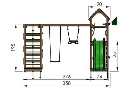 Legetårn Jungle Gym Cocoon m/2-Climb Module 200 og blå rutsjebane