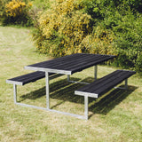 Bord-/bænkesæt "LOKE" sort grundmalet og galv. stel uden ryg 180 x 185 cm