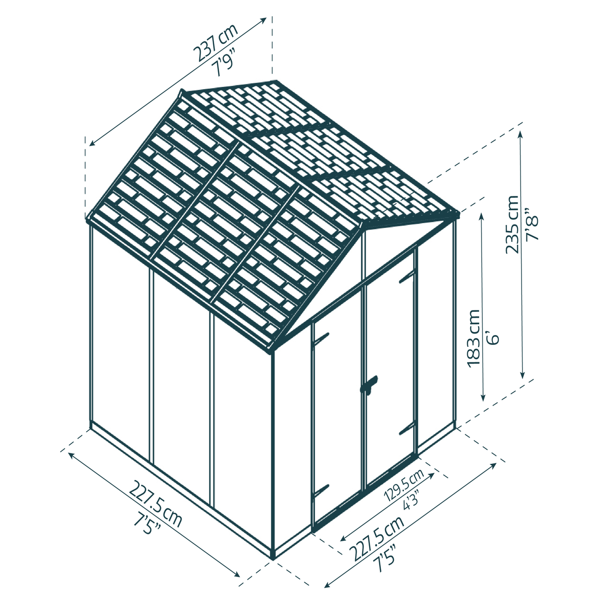 Skur Rubicon 5,4 m2. mørkegrå Palram - Canopia