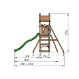 Legetårn Jungle Gym Totem w/2-Swing Module 200 og blå rutschebane