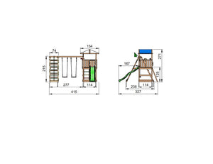 Legetårn Jungle Gym Hut 2.1 m/2-Climb Module 220 ekskl. rutschebane