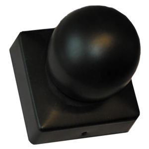 Stolpehat sort - 97 x 97 mm, med kugle