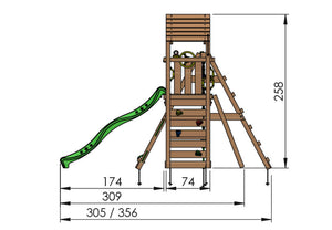 Legetårn Jungle Gym Cocoon m/2-Climb Module 200 og blå rutsjebane