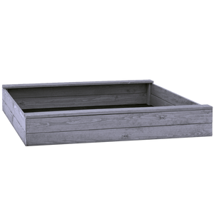 Sandkasse slim 120 x 120 cm, grå, grundmalet