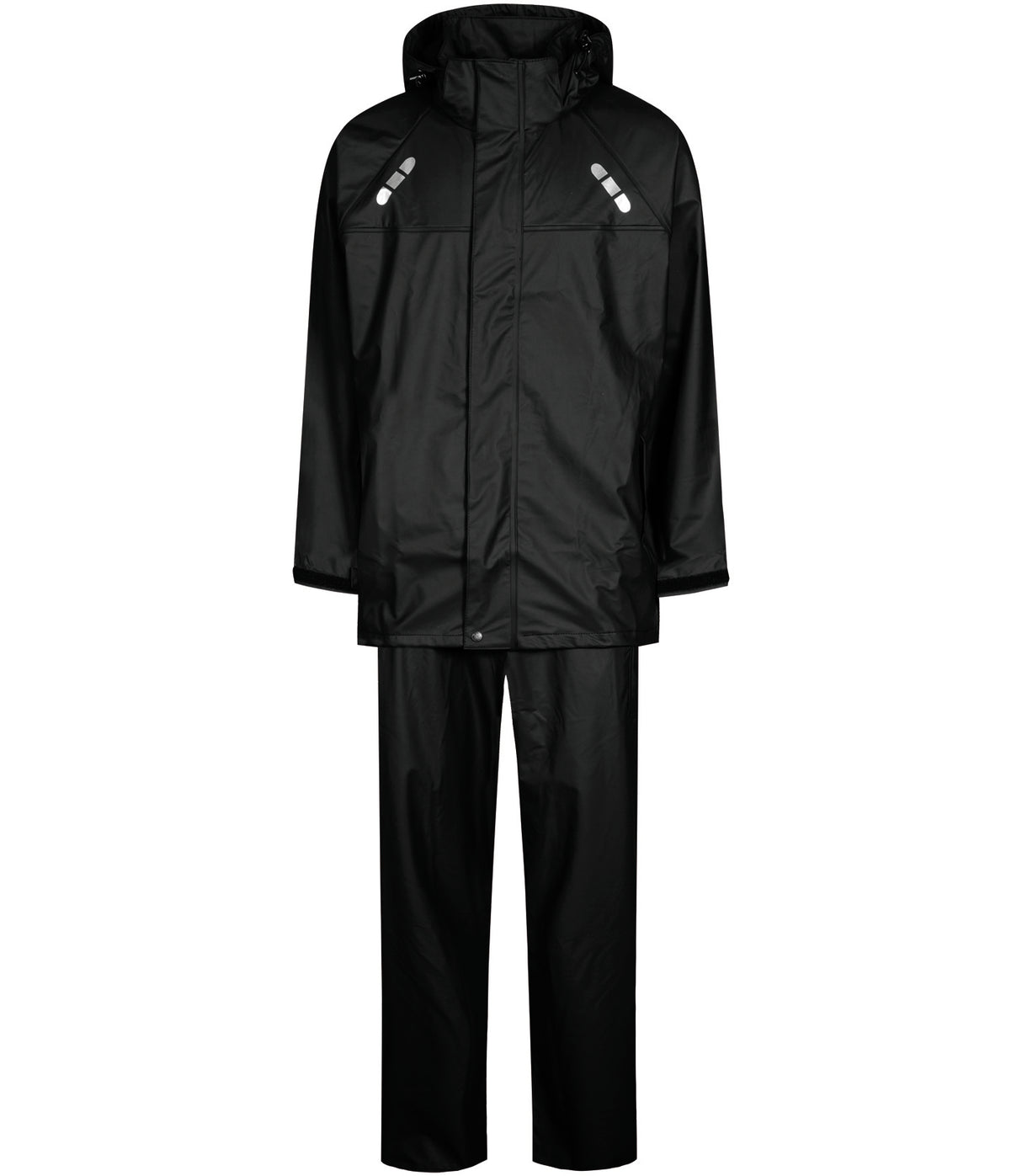 Regnsæt med jakke og bukser i PU kvalitet - Sort
