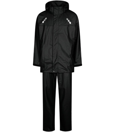 Regnsæt med jakke og bukser i PU kvalitet - Sort