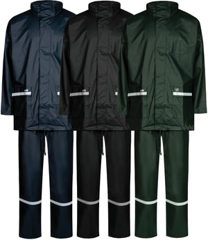 Regnsæt med jakke og bukser i PU kvalitet - Sort