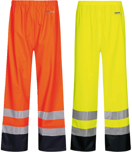 Hi-Vis regnbukser i PU kvalitet - Hi-Vis Orange / Navy