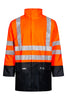 Hi-Vis regnjakke i PU kvalitet - Hi-Vis Orange / Navy