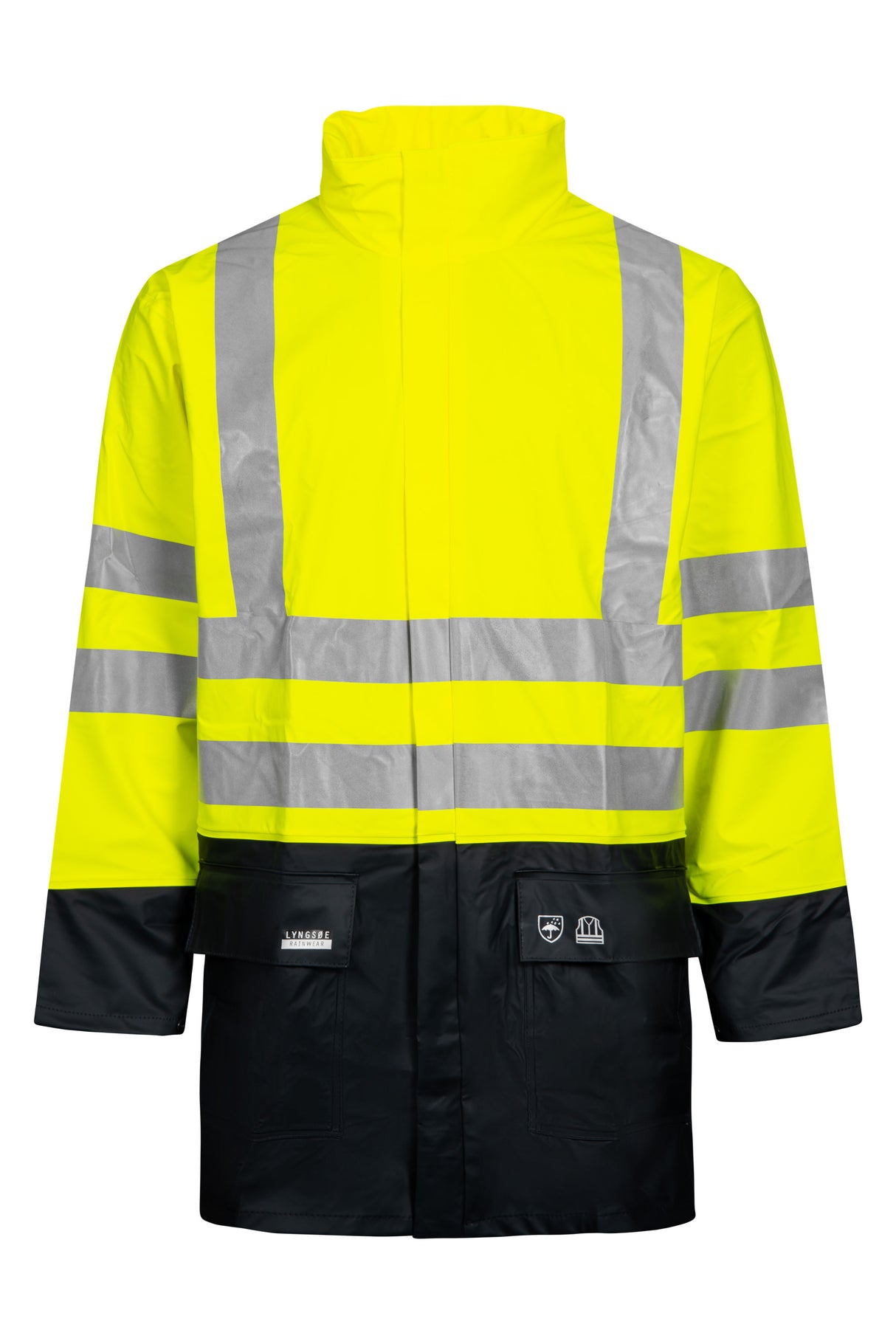 Hi-Vis regnjakke i PU kvalitet - Saturn Gul / Navy