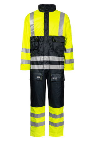 Hi-Vis vinterkedeldragt i PU kvalitet med quiltet foer - Saturn Gul / Navy
